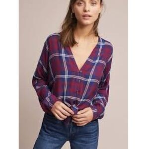 Rails x Anthropologie Sloane Red Blue Boxy Plaid Top XS